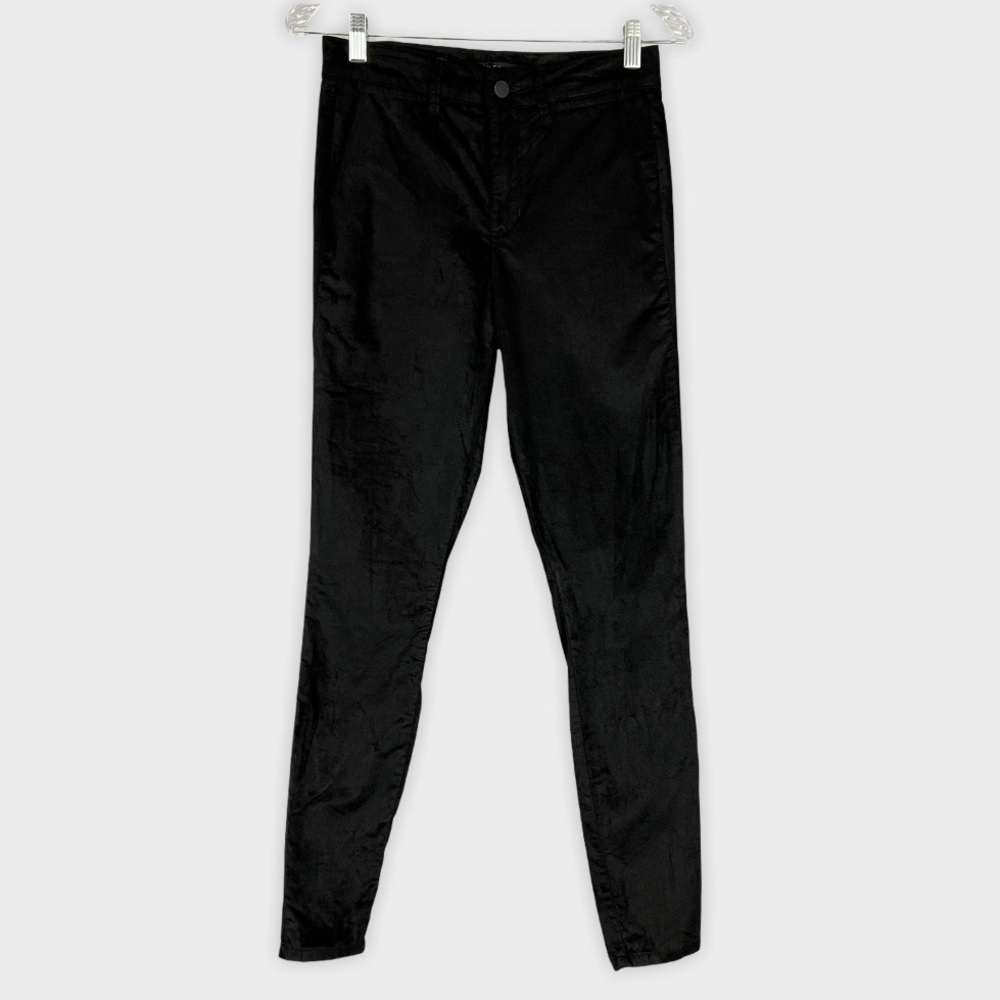 Anthropologie Level 99 Womens Black Crinkled Velvet Skinny Jeans size 25
